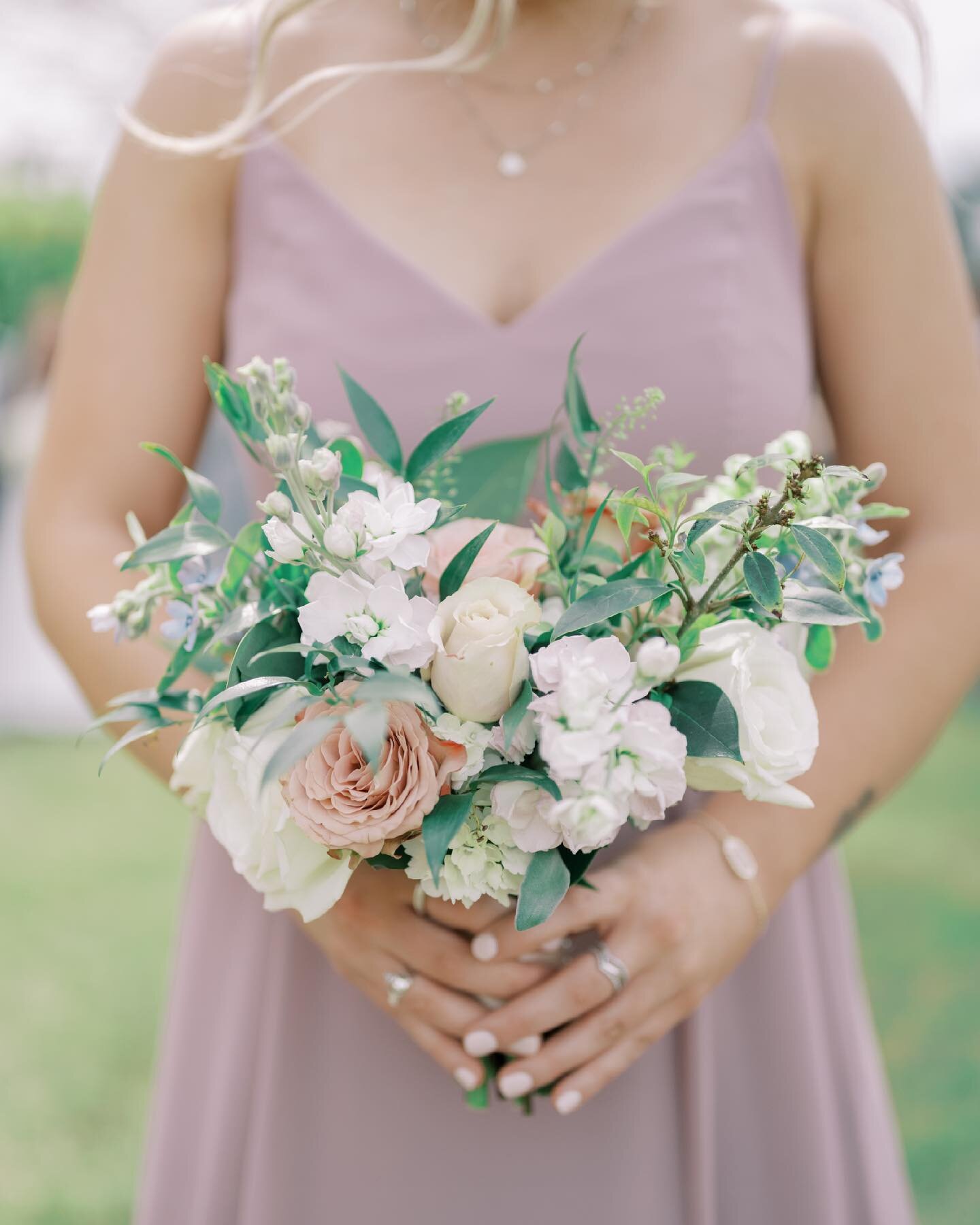 On the way to an engagement shoot that I have been looking forward to so much! 
This image is a forever favorite captured by Adrienne, talented associate for Haint Blue - I love the way that curated florals shine against the backdrop of bridesmaids d
